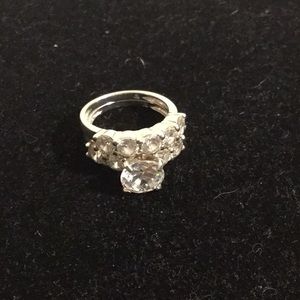 925 DQ diamonique wedding ring and band set Sz 5.5